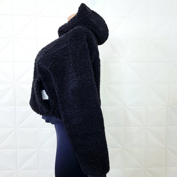 Lululemon Women's Black Textured Fleece 1/2 Zip Teddy Pullover Hoodie Size 6 - Picture 5 of 9